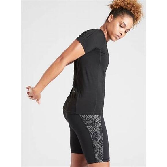 Athleta Pacifica Black Short Sleeve Swim Surf Athletic Tee Size Medium - Picture 2 of 9